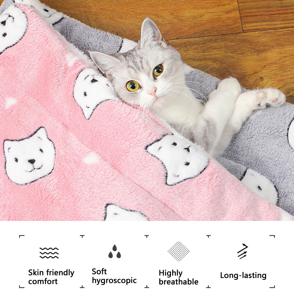 Verdickte, atmungsaktive Flanell-Schlafmatte für Katzen und kleine Hunde – Weiches, wärmendes Haustierkissen für den Winter