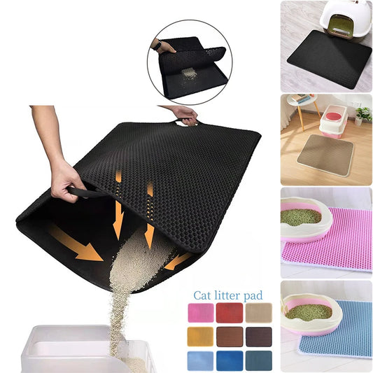 Doppellagige EVA Katzenstreu Matte – Wasserdicht, rutschfest und waschbar, Streufilter für Katzen und Hunde