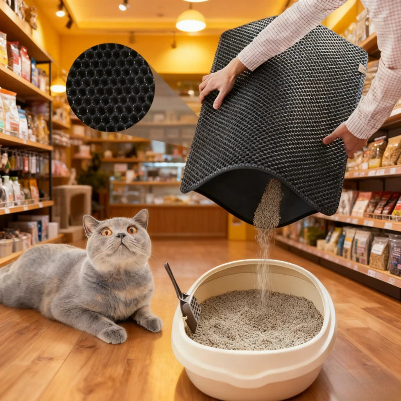 Extra große, doppellagige Katzenstreu-Matte – auslaufsicher, langlebig und leicht zu reinigen, ideal für Katzentoiletten